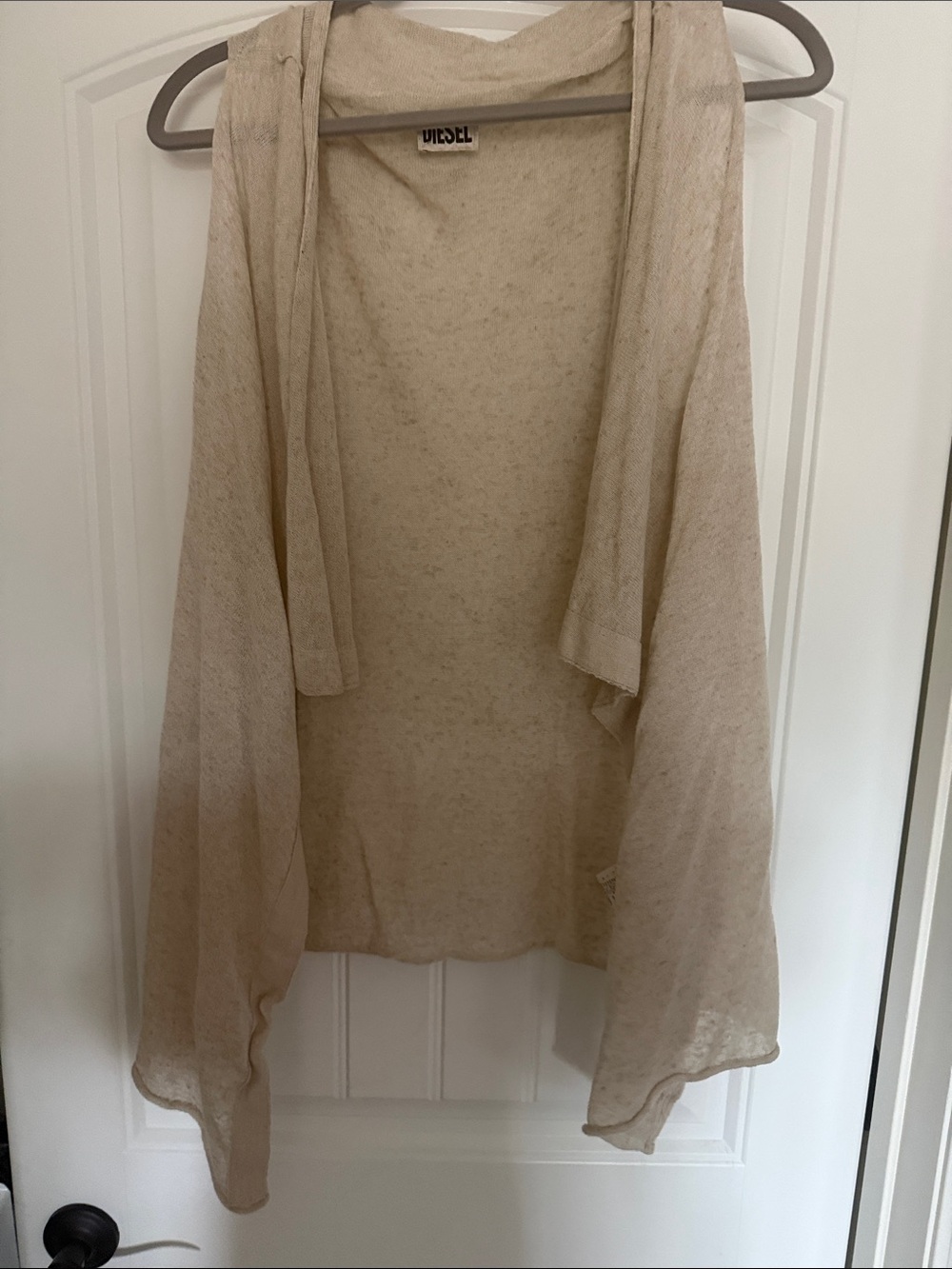 Diesel Cream Open-Front Lightweight Cardigan